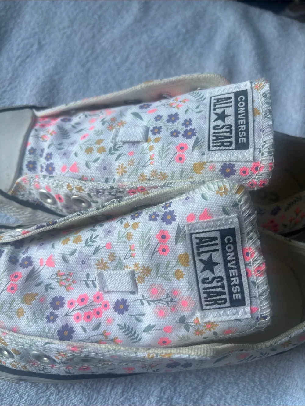 Converse Kids Floral Slip-On Sneakers - White with Pink, Purple & Yellow